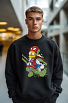 Loose Fit Men's Sweatshirt With a crazy Mad print of Mix Bart and Spiderman Cartoon print
