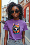 Vivid Feline Art Tee - Kleurvolle Katillustrasie Kleding-gekleurde Vroue-T-hemp's