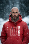 Hommie men high quality fabric with a Letter Printed Long Sleeve Kangaroo Pocket BRKLYN